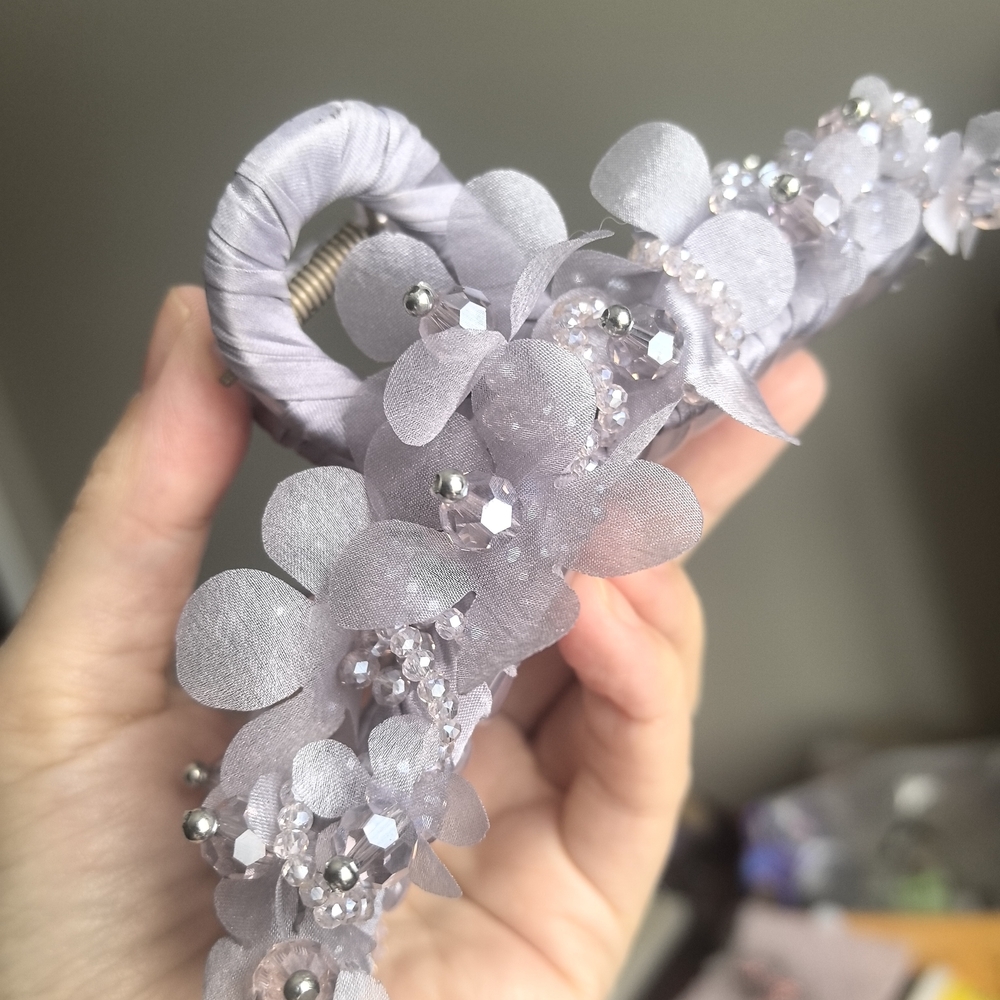 Lavender Floral Beaded Hair Claw
